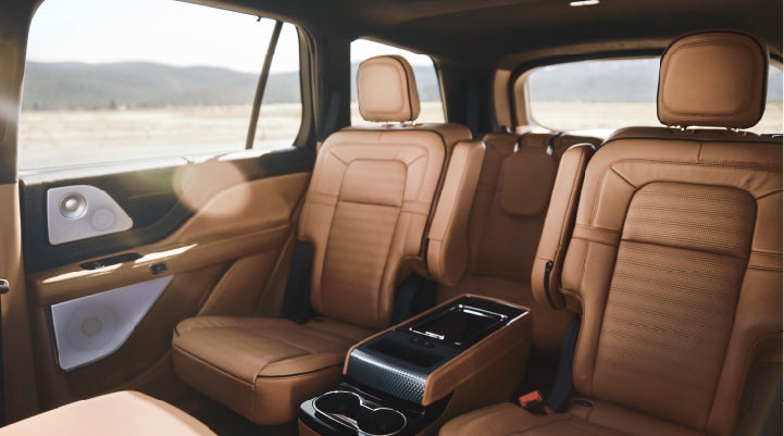 Second-row captain's chairs are shown in a Lincoln Aviator SUV