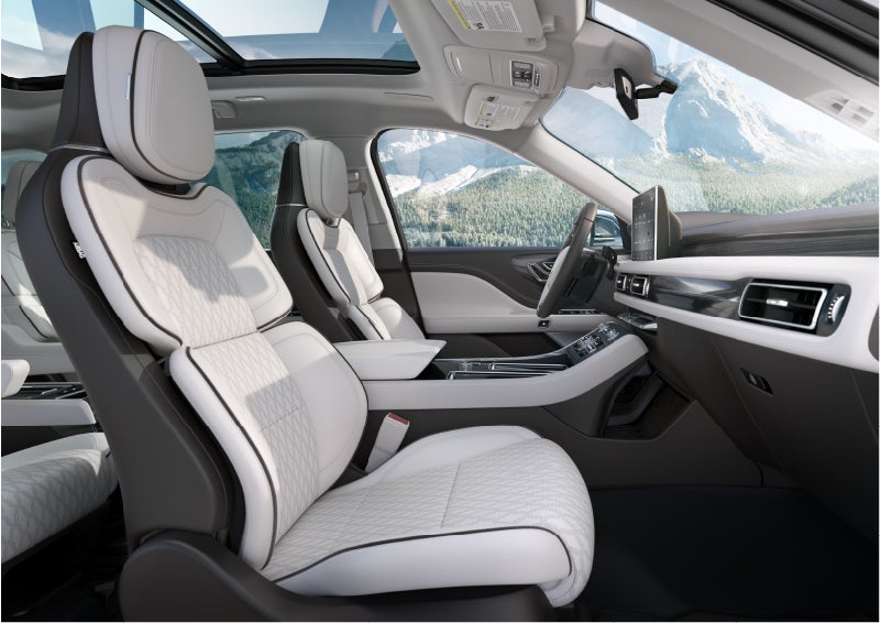 The interior of a Lincoln Aviator® Black Label model is shown in the Chalet theme | North Park Lincoln in San Antonio TX