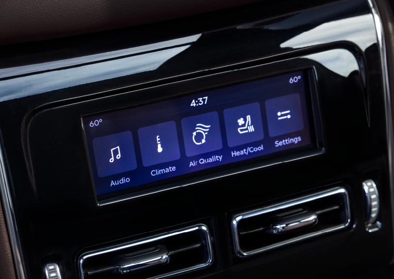 Driver controls like music, temperature, air quality, settings, and heat/cool seats are shown. | North Park Lincoln in San Antonio TX