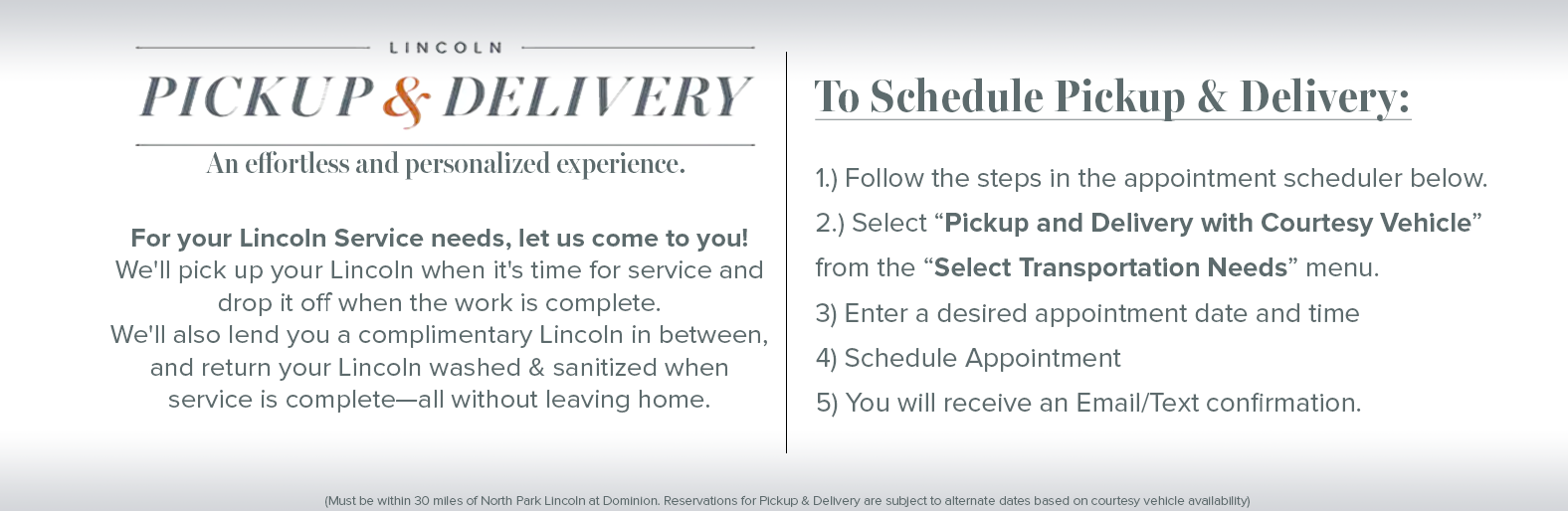 Lincoln Service Pickup & Delivery Scheduler