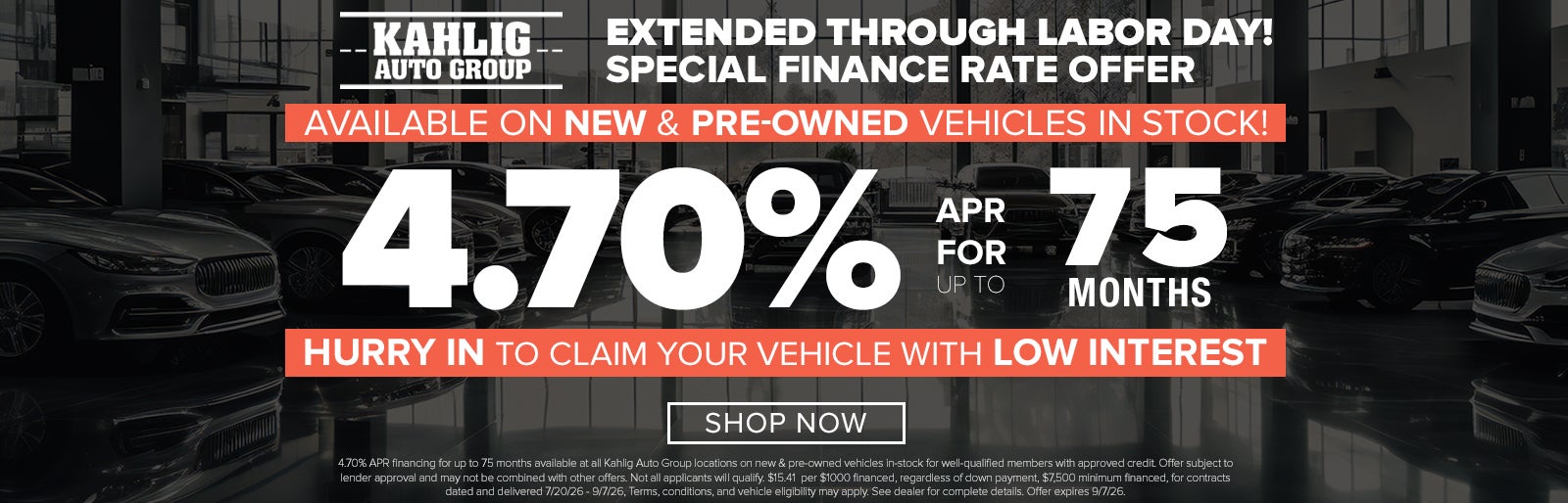Kahlig Auto Finance Rate Special - 4.4% for 66 months